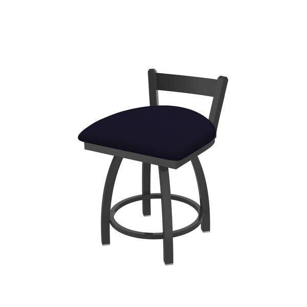 18" Low Back Swivel Vanity Stool, Pewter Finish, Canter Twilight Seat